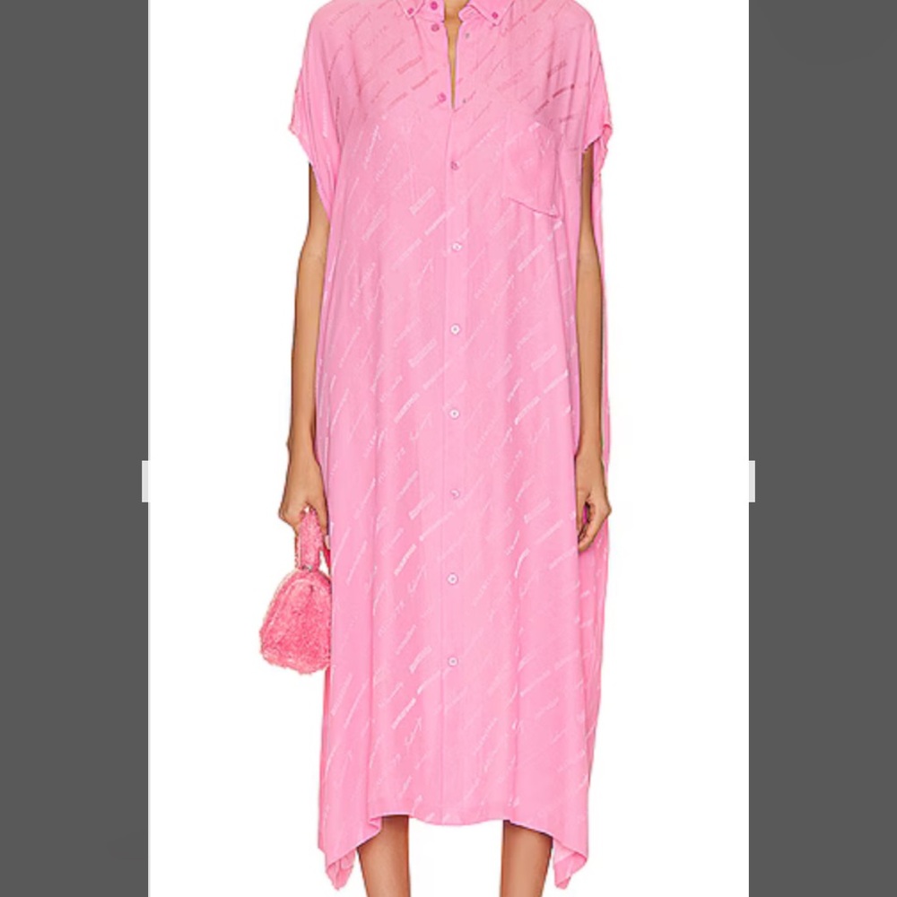 Balenciaga Pink Collared Shirt dress logo nwot